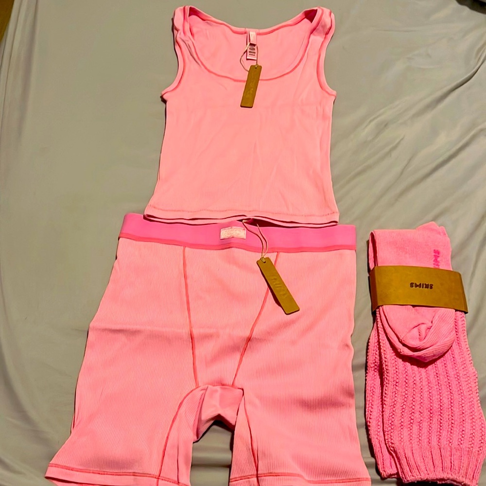 Skims cotton rib set with slouch socks